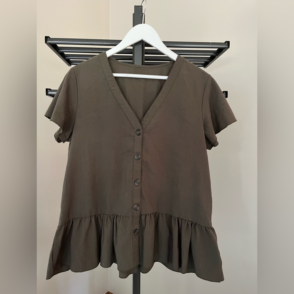 Green Button-Down Women's Top